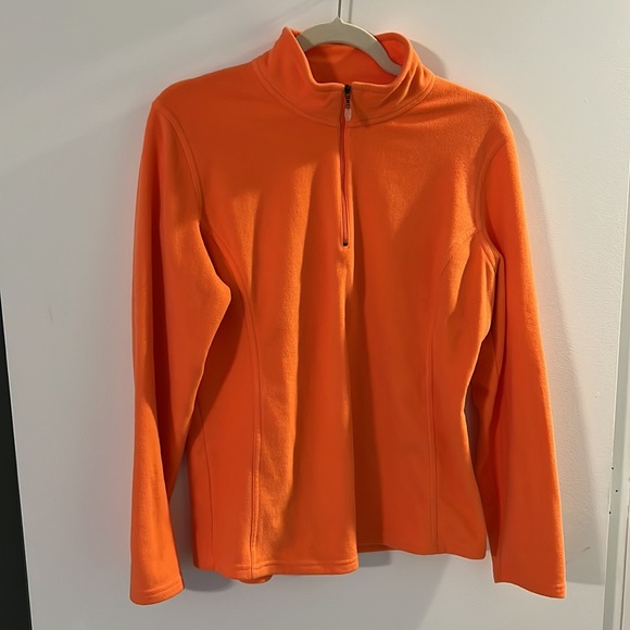 Champion Orange Fleece Pullover 1/4 Quarter Zip Sweater Sweatshirt - Picture 4 of 5